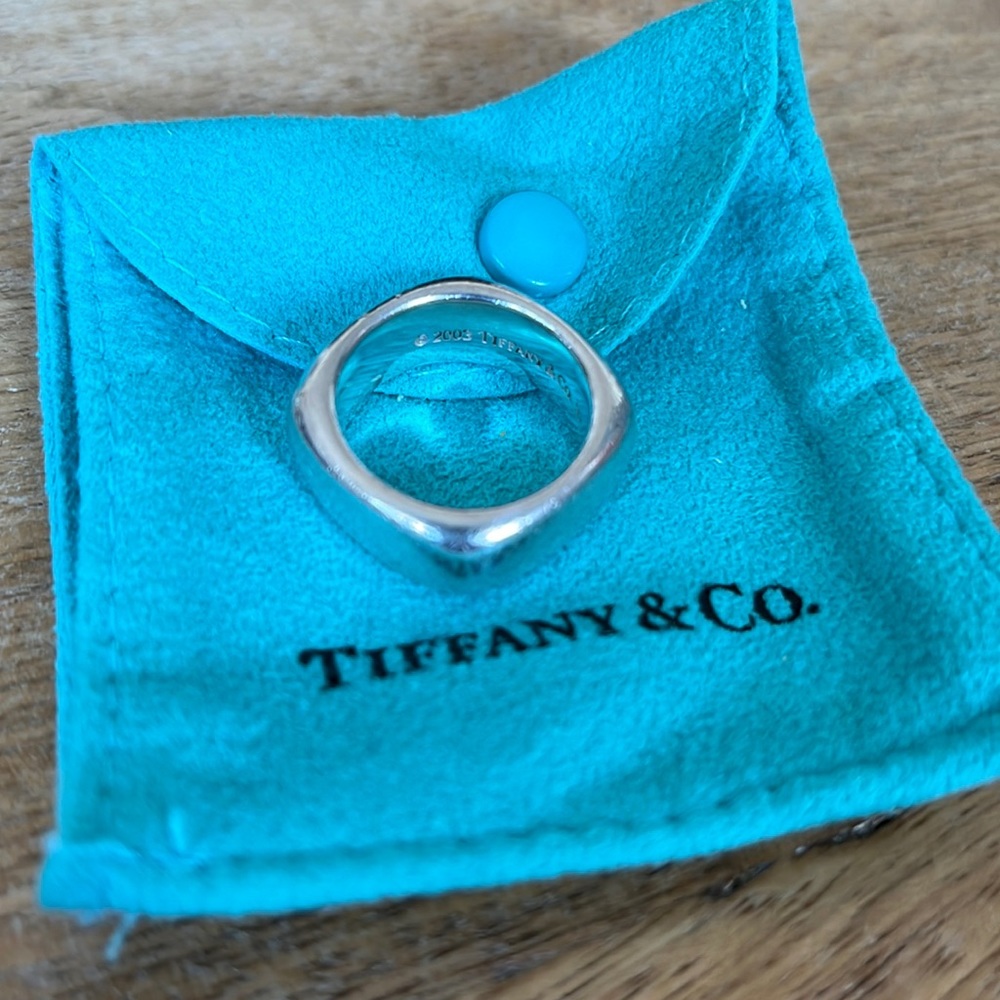 Tiffany & Co 2003 Wide Square Cushion Band Sterling Silver Ring .925 - Sz 5.75